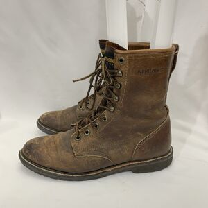 Vintage WOLVERINE Vibram Soles LEATHER Workwear Engineer LACE UP Boots USA 9 D